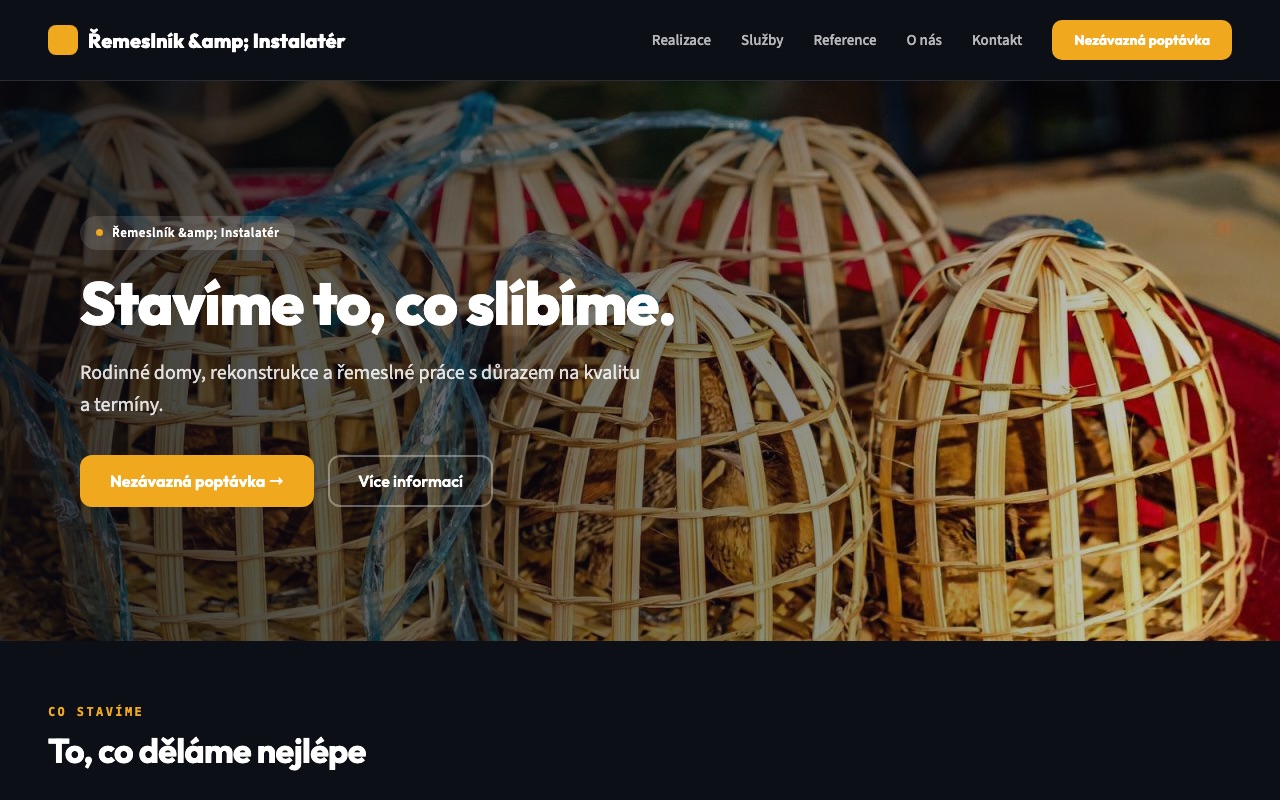 Náhled šablony — Řemeslník & Instalatér (Řemesla)
